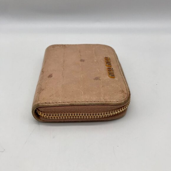 Mui Mui Beige Crocodile Print Bi-Fold Wallet - Picture 3 of 11